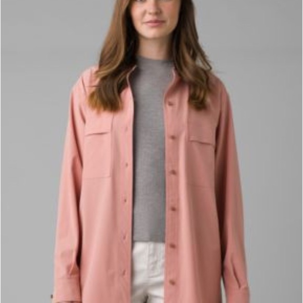 NWT Prana Railay Tunic Womens Cloud Blush Button Up Shirt Size Small